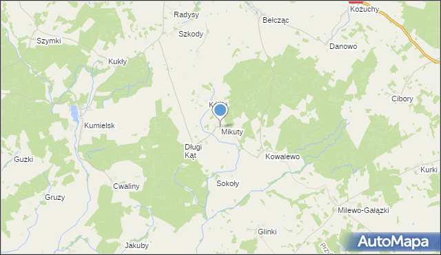 mapa Mikuty, Mikuty gmina Biała Piska na mapie Targeo